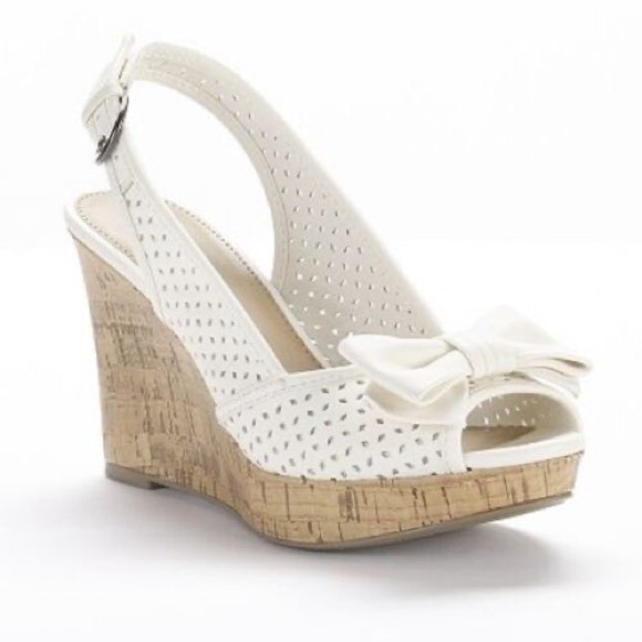 White Apt 9 Cork Chunky Heels - Picture 1 of 7